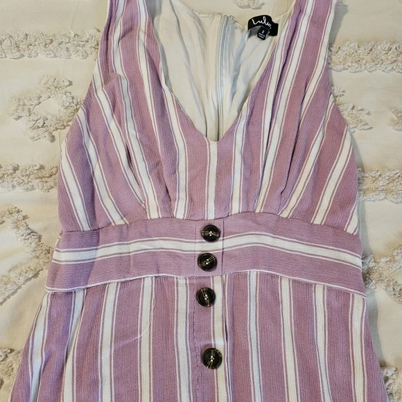 Lulus Striped Button-Front Maxi Dress in Lavender/Pink and White - Picture 3 of 15
